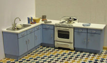 Load image into Gallery viewer, Dollshouse Miniature one twelfth scale 1950s/60s Kitchen Kit
