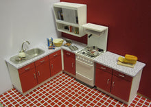 Load image into Gallery viewer, Dollshouse Miniature one twelfth scale 1950s/60s Kitchen Kit
