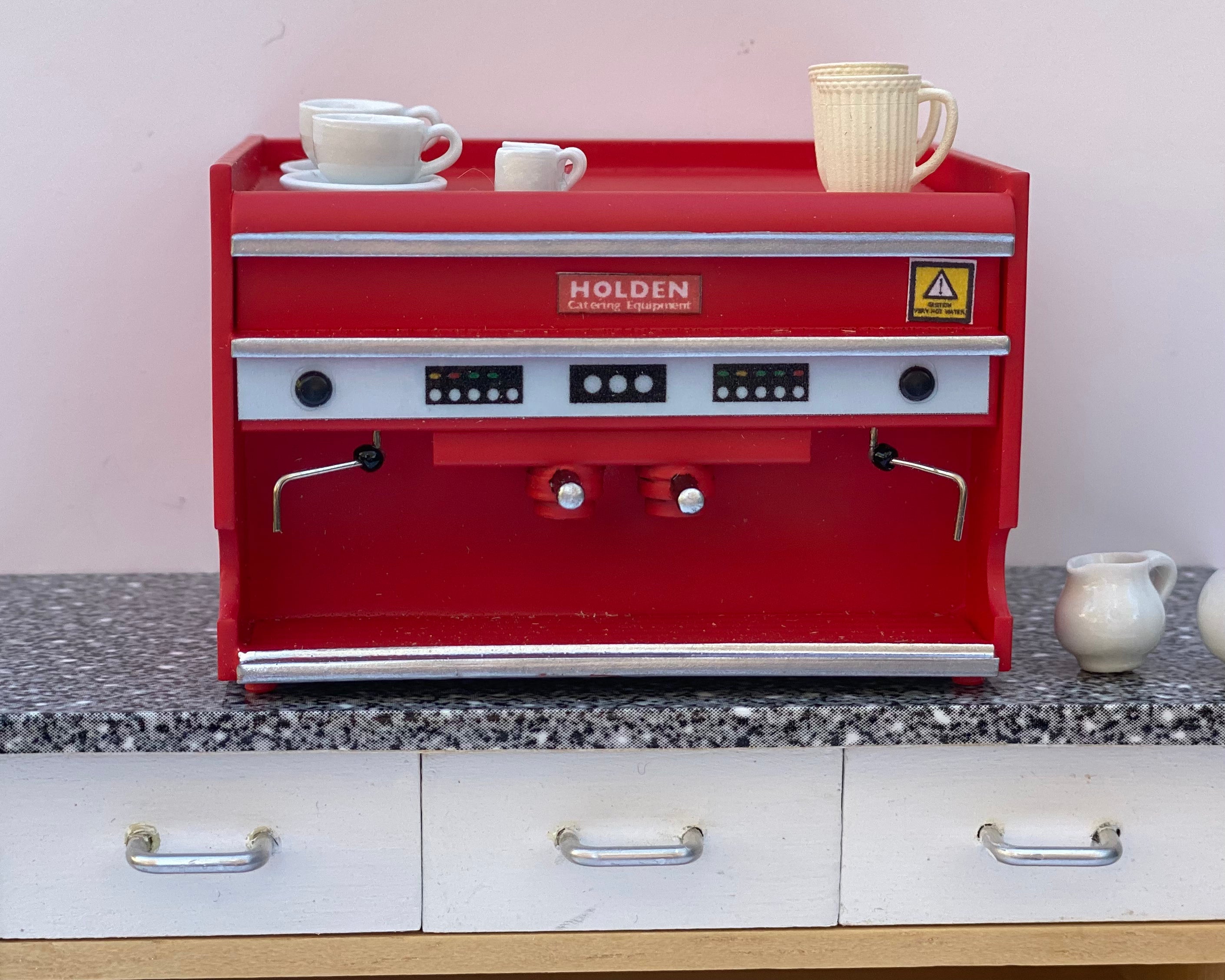 Red Commercial Espresso Machine ELF Miniatures