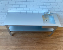 Load image into Gallery viewer, Dollshouse Miniature Commercial Prep Bench with Sink one twelfth scale
