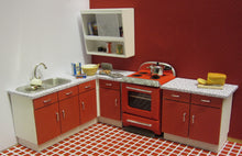 Carica l&#39;immagine nel visualizzatore di Gallery, Dollshouse Miniature one twelfth scale 1950s/60s Kitchen Kit
