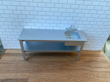 Carregar imagem no visualizador da galeria, Dollshouse Miniature Commercial Prep Bench with Sink one twelfth scale
